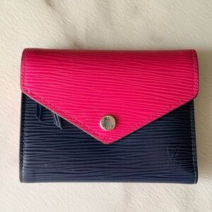 Louis Vuitton Pink and Navy Compact Wallet Authentic